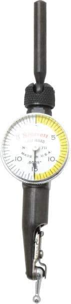 Starrett - 3 Piece, 0" to 0.03" Measuring Range, 15/16" Dial Diam, 0-15-0 Dial Reading, White & Yellow Dial Test Indicator Kit - 5/32" Contact Point Length, 3mm Ball Diam, 0.0005" Dial Graduation - Makers Industrial Supply