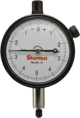 Starrett - 0.025" Range, 0-5-0 Dial Reading, 0.0001" Graduation Dial Drop Indicator - 2-1/4" Dial, 0.01" Range per Revolution - Makers Industrial Supply