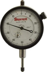 Starrett - 1/2" Range, 0-50-0 Dial Reading, 0.001" Graduation Dial Drop Indicator - 2-1/4" Dial, 0.1" Range per Revolution, Revolution Counter - Makers Industrial Supply