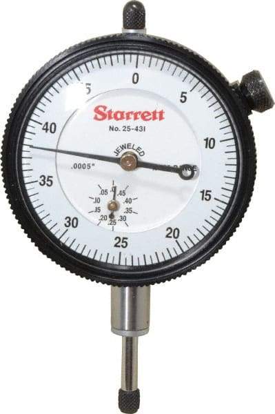 Starrett - 1/2" Range, 0-50 Dial Reading, 0.0005" Graduation Dial Drop Indicator - 2-1/4" Dial, 0.05" Range per Revolution, Revolution Counter - Makers Industrial Supply