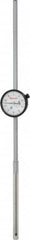 Starrett - 5" Range, 0-100 Dial Reading, 0.001" Graduation Dial Drop Indicator - 2-1/4" Dial, 0.1" Range per Revolution, Revolution Counter - Makers Industrial Supply