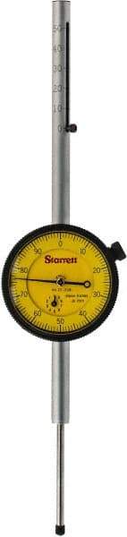 Starrett - 50mm Range, 0-100 Dial Reading, 0.01mm Graduation Dial Drop Indicator - 2-1/4" Dial, 0.0394" Range per Revolution, Revolution Counter - Makers Industrial Supply