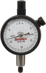 Starrett - 0.075" Range, 0-15-0 Dial Reading, 0.0005" Graduation Dial Drop Indicator - 1-11/16" Dial, 0.03" Range per Revolution, Revolution Counter - Makers Industrial Supply