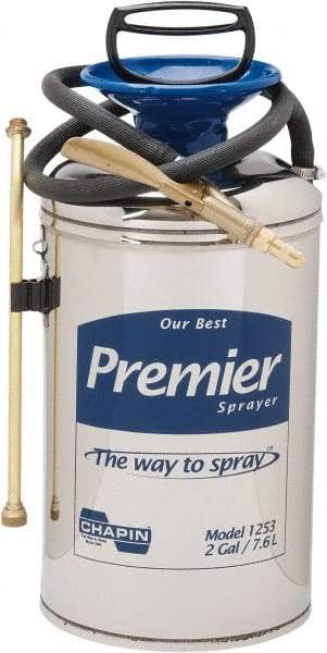 Chapin - 2 Gal Garden Hand Sprayer - Stainless Steel Tank, Wide Mouth, Reinforced Hose, For Industrial Applications - Makers Industrial Supply