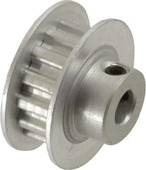 Power Drive - 14 Tooth, 1/4" Inside x 0.871" Outside Diam, Hub & Flange Timing Belt Pulley - 1/4" Belt Width, 0.891" Pitch Diam, 0.438" Face Width, Aluminum - Makers Industrial Supply