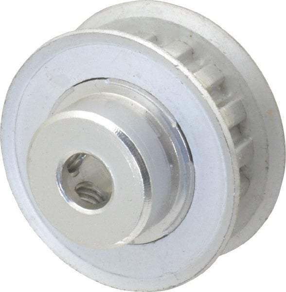 Power Drive - 15 Tooth, 1/4" Inside x 0.935" Outside Diam, Hub & Flange Timing Belt Pulley - 1/4" Belt Width, 0.955" Pitch Diam, 0.438" Face Width, Aluminum - Makers Industrial Supply