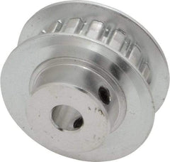 Power Drive - 16 Tooth, 1/4" Inside x 1" Outside Diam, Hub & Flange Timing Belt Pulley - 1/4" Belt Width, 1.019" Pitch Diam, 0.438" Face Width, Aluminum - Makers Industrial Supply