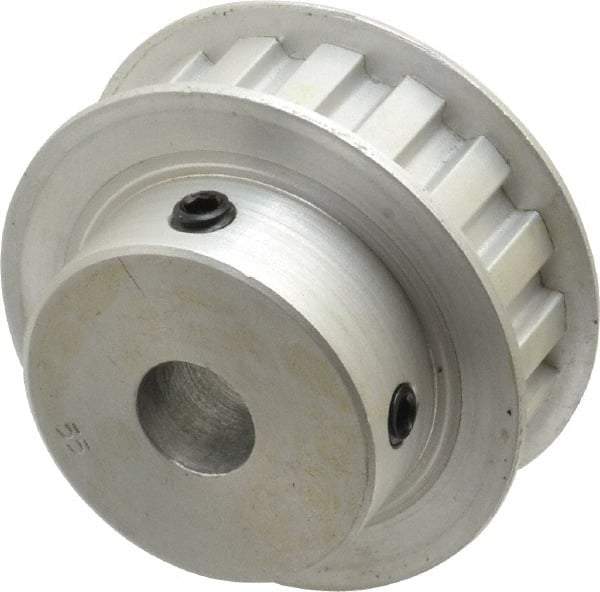 Power Drive - 17 Tooth, 1/2" Inside x 2" Outside Diam, Hub & Flange Timing Belt Pulley - 1/2" Belt Width, 2.029" Pitch Diam, 0.719" Face Width, Aluminum - Makers Industrial Supply