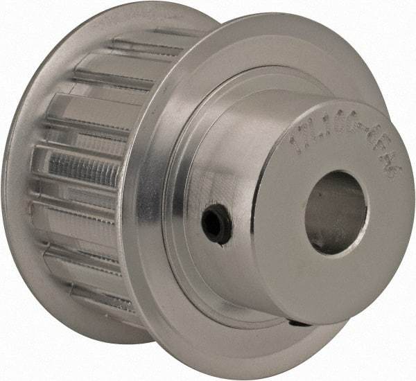 Power Drive - 17 Tooth, 1/2" Inside x 2" Outside Diam, Hub & Flange Timing Belt Pulley - 1" Belt Width, 2.029" Pitch Diam, 1-1/4" Face Width, Aluminum - Makers Industrial Supply