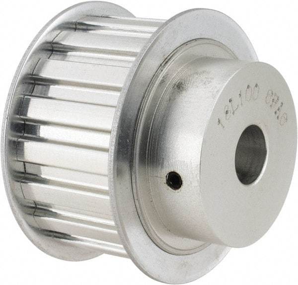 Power Drive - 18 Tooth, 1/2" Inside x 2.119" Outside Diam, Hub & Flange Timing Belt Pulley - 1" Belt Width, 2.149" Pitch Diam, 1-1/4" Face Width, Aluminum - Makers Industrial Supply