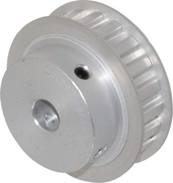 Power Drive - 20 Tooth, 1/2" Inside x 2.357" Outside Diam, Hub & Flange Timing Belt Pulley - 1/2" Belt Width, 2.387" Pitch Diam, 0.719" Face Width, Aluminum - Makers Industrial Supply