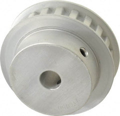 Power Drive - 21 Tooth, 1/2" Inside x 2.477" Outside Diam, Hub & Flange Timing Belt Pulley - 1/2" Belt Width, 2.507" Pitch Diam, 3/4" Face Width, Aluminum - Makers Industrial Supply