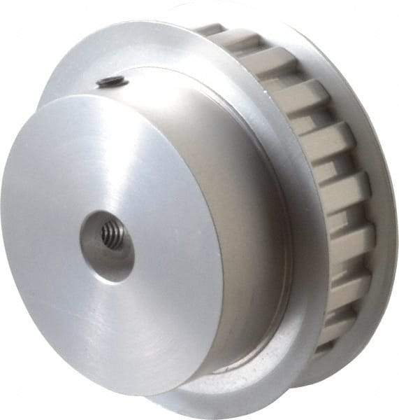 Power Drive - 22 Tooth, 1/2" Inside x 2.596" Outside Diam, Hub & Flange Timing Belt Pulley - 1/2" Belt Width, 2.626" Pitch Diam, 3/4" Face Width, Aluminum - Makers Industrial Supply