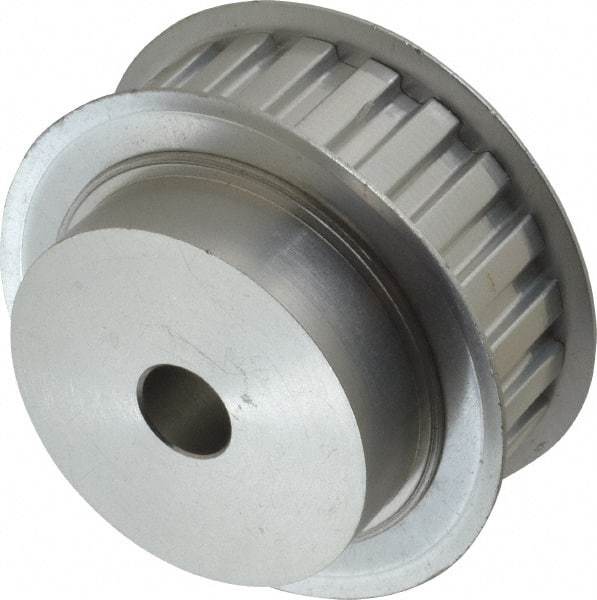 Power Drive - 22 Tooth, 1/2" Inside x 2.596" Outside Diam, Hub & Flange Timing Belt Pulley - 3/4" Belt Width, 2.626" Pitch Diam, 1" Face Width, Aluminum - Makers Industrial Supply