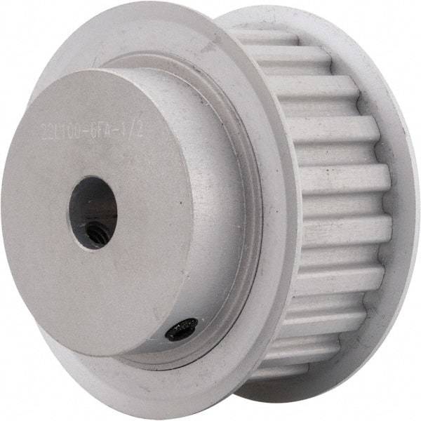 Power Drive - 22 Tooth, 1/2" Inside x 2.596" Outside Diam, Hub & Flange Timing Belt Pulley - 1" Belt Width, 2.626" Pitch Diam, 1-1/4" Face Width, Aluminum - Makers Industrial Supply