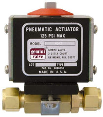 Gemini Valve - 1" Pipe, 1,000 psi WOG Rating Brass Pneumatic Double Acting with Solenoid Actuated Ball Valve - Reinforced PTFE Seal, Standard Port, TYLOK (Compression) End Connection - Makers Industrial Supply