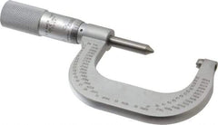 Starrett - 1 to 2" Range, Mechanical Screw Thread Micrometer - Plain Thimble, 0.001" Graduation, 0.004mm Accuracy - Makers Industrial Supply