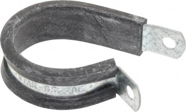 Made in USA - 1-1/4" Pipe, 1-1/4" Rod, Cushion Clamp - Gray & Black, Galvanized Steel & EPDM Cushion - Makers Industrial Supply