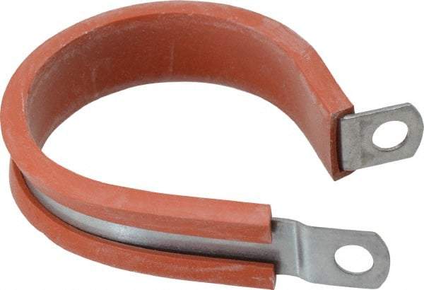 Made in USA - 1-3/4" Pipe, 1-3/4" Rod, Cushion Clamp - Gray & Red, Galvanized Steel & Silcone Cushion - Makers Industrial Supply