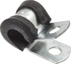 Made in USA - 1/4" Rod, Cushion Clamp - Gray & Black, Galvanized Steel & EPDM Cushion - Makers Industrial Supply