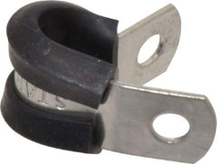 Made in USA - 1/4" Pipe, 1/4" Rod, Cushion Clamp - Gray & Black, Grade 304 Stainless Steel & EPDM Cushion - Makers Industrial Supply