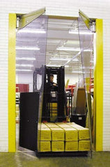 TMI, LLC - 9' Door Width x 9' Door Height PVC Bi-Parting Flexible Swinging Door with Impact Plates - 0.16" Strip Thickness, Clear - Makers Industrial Supply