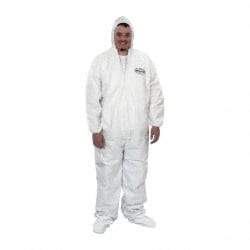 KleenGuard - Size 2XL Film Laminate Chemical Resistant Coveralls - White, Zipper Closure, Open Cuffs, Open Ankles - Makers Industrial Supply