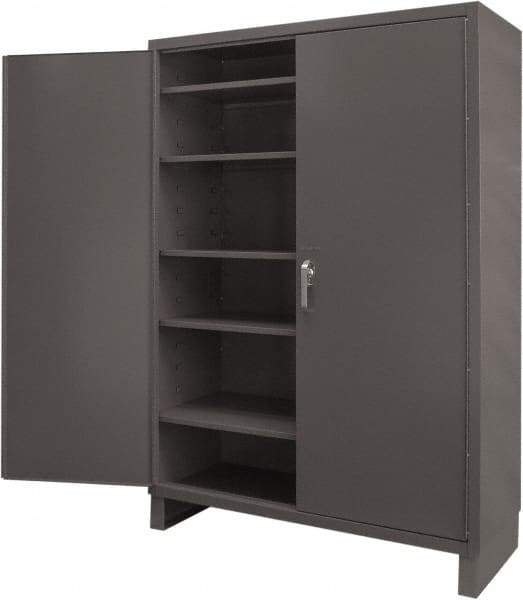 Durham - 5 Shelf Locking Storage Cabinet - Steel, 60" Wide x 24" Deep x 84" High, Gray - Makers Industrial Supply