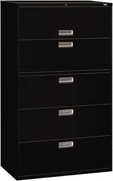 Hon - 42" Wide x 67" High x 19-1/4" Deep, 5 Drawer Roll-Out, Roll-Out Posting - Steel, Black - Makers Industrial Supply