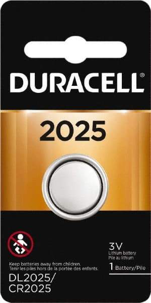 Duracell - Size 2025, Lithium, 1 Pack, Button & Coin Cell Battery - 3 Volts, Flat Terminal, CR2025 - Makers Industrial Supply