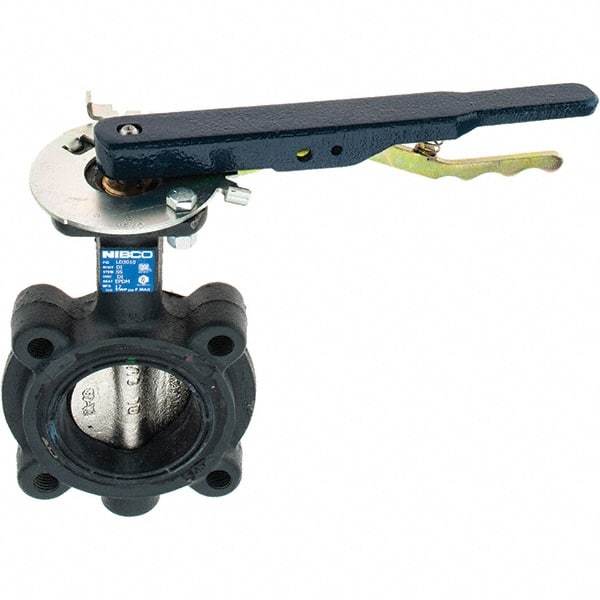 NIBCO - 2-1/2" Pipe, Lug Butterfly Valve - Lever Handle, Ductile Iron Body, EPDM Seat, 250 WOG, Ductile Iron Disc, Stainless Steel Stem - Makers Industrial Supply