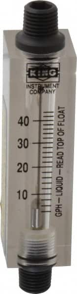 King - 1/4" FNPT Port Block Style, Inline Flowmeter - 100 Max psi, 44 GPH, Acrylic - Makers Industrial Supply