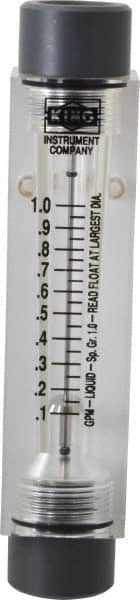 King - 1/2" FNPT Port Block Style, Inline Flowmeter - 100 Max psi, 1 GPM, Acrylic - Makers Industrial Supply