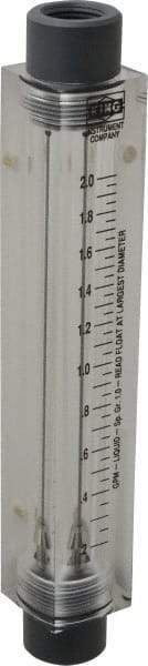 King - 1/2" FNPT Port Block Style, Inline Flowmeter - 100 Max psi, 2 GPM, Acrylic - Makers Industrial Supply