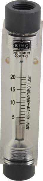 King - 1/2" FNPT Port Block Style, Inline Flowmeter - 125 Max psi, 20 SCFM, Acrylic - Makers Industrial Supply