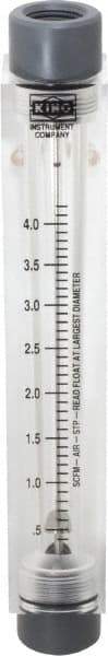 King - 1/2" FNPT Port Block Style, Inline Flowmeter - 125 Max psi, 4.2 SCFM, Acrylic - Makers Industrial Supply