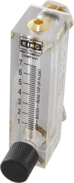 King - 1/4" F Port Block Style Panel Mount Flowmeter - 100 Max psi, 7 GPH, Acrylic - Makers Industrial Supply