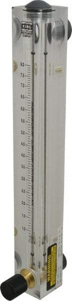 King - 1/2" F Port Block Style, Panel Mount Flowmeter - 125 Max psi, 8 SCFM, Acrylic - Makers Industrial Supply