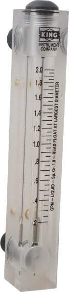 King - 1/2" M Port Block Style Panel Mount Flowmeter - 100 Max psi, 2 GPM, Acrylic - Makers Industrial Supply