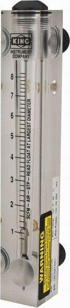 King - 1/2" M Port Block Style, Panel Mount Flowmeter - 125 Max psi, 8.2 SCFM, Acrylic - Makers Industrial Supply