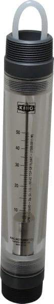 King - 1-1/2" MNPT Port Tube Flowmeter - 125 Max psi, 50 GPM, Acrylic - Makers Industrial Supply