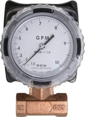 Made in USA - 3/4" NPT Port RCM Industries Flo-Gage Flowmeter - 180 Max psi, 1.5 to 10 GPM, Bronze - Makers Industrial Supply