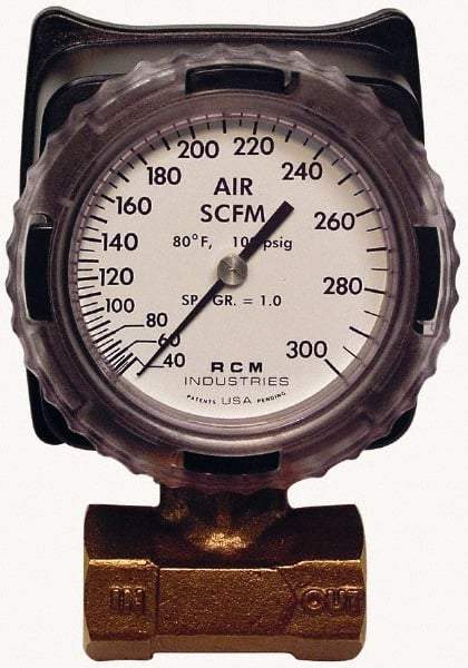 Made in USA - 1" NPT Port RCM Industries Flo-Gage Flowmeter - 180 Max psi, Bronze - Makers Industrial Supply