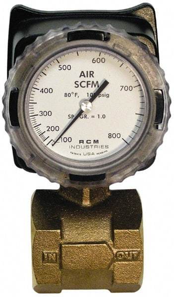 Made in USA - 2" NPT Port RCM Industries Flo-Gage Flowmeter - 180 Max psi, Bronze - Makers Industrial Supply