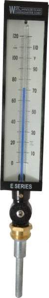 WGTC - 120°F, Industrial Thermometer without Thermowell - 3-1/2 Inch Stem Length, 1-1/4 to 18 Inch Thread - Makers Industrial Supply