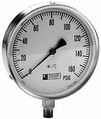 WGTC - 4-1/2" Dial, 1/4 Thread, 30-0-150 Scale Range, Pressure Gauge - Lower Connection Mount, Accurate to 1% of Scale - Makers Industrial Supply