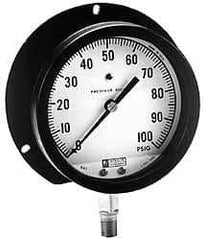 Made in USA - 4-1/2" Dial, 1/4 Thread, 0-60 Scale Range, Pressure Gauge - Lower Connection Mount, Accurate to 1% of Scale - Makers Industrial Supply