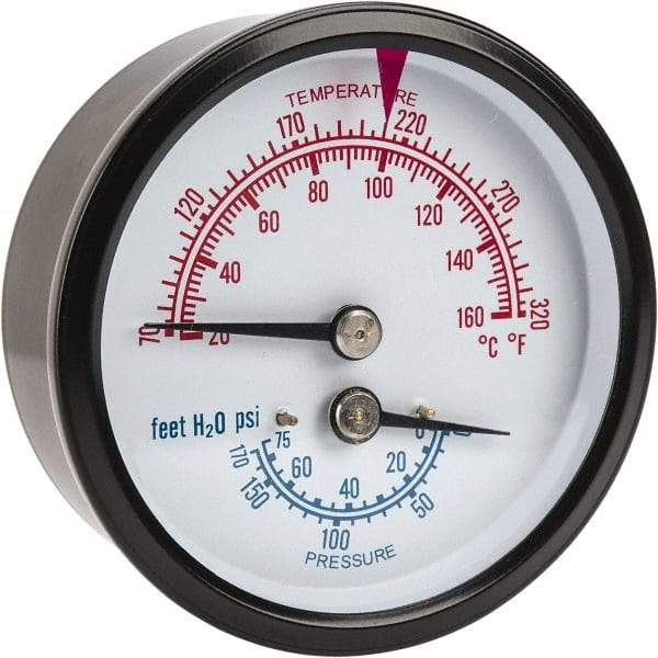 ENFM - 2-1/2" Dial, 1/4 Thread, Pressure Gauge - Center Back Connection Mount - Makers Industrial Supply