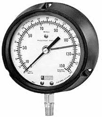 Made in USA - 3-1/2" Dial, 1/4 Thread, 0-100 & 0-231 Scale Range, Pressure Gauge - Lower Connection Mount, Accurate to 1% of Scale - Makers Industrial Supply