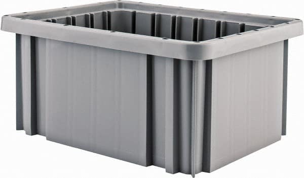 Quantum Storage - 50 Lb Load Capacity Gray Polypropylene Dividable Container - Stacking, 10.9" Long x 8.3" Wide x 5" High - Makers Industrial Supply